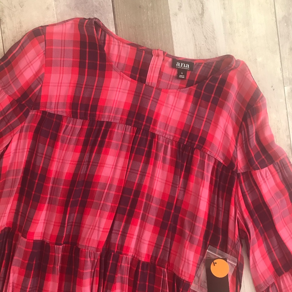 A.N.A red plaid top